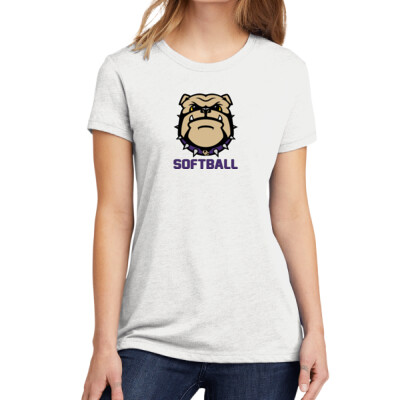 Ladies Forward Facing Bulldog Softball T-shirt Thumbnail