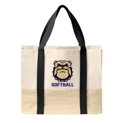 Bulldog Softball Straw Market Tote Thumbnail